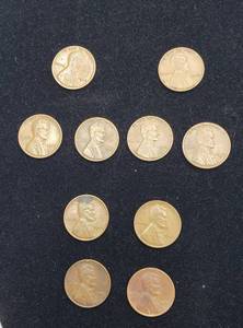 lot 1049 image: 10 Wheat Head Pennies  1936, 37, 44 (4), 45, 46, 55 & 57