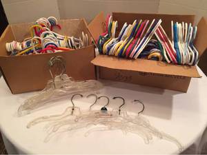 lot 1213 image: 2 Boxes Plastic Childrens Clothing Hangers - 178 total
