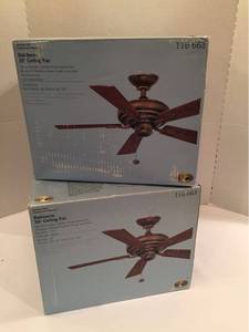 lot 1214 image: 2 NIB - Hampton Bay Babiberre 36 inch Ceiling Fans
