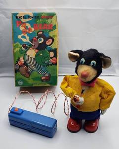 lot 1225 image: Vintage SAN Toy - Remote Control Smoking Papa Bear wLighted Pipe wOriginal Box