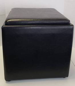 lot 1232 image: Faux Leather Storage Cube w Tray Lid  18 x 18 x 17 in.