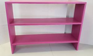 lot 1234 image: Pink Wood 2 Shelf Book Shelf  40.5x 11.5 x 30 in. tall