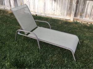 lot 1503 image: Adjustable Metal Framed Patio Chaise Lounge Chair