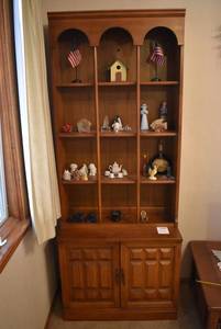 lot 2000 image: Bookshelf  Curio Shelves w. Understorage & Hutch 76x30x16 Matches Lot 2001 -Contents Not Included