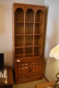 lot 2001 image: Bookshelf  Curio Shelves w. Understorage & Hutch 76x30x16 Matches Lot 2000 -Contents Not Included