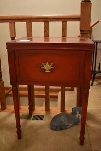 lot 2009 image: Refinished Sewing Table Turned into End Table -Nicely Done See Photos -30Tx22Wx17D