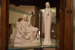 lot 2022 image: Pair of Religious Christian Figurines -Pieta 6 Tall & Virgin Mary 8 Tall