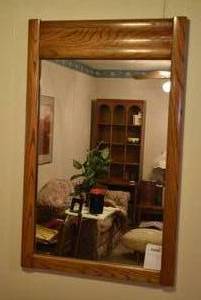 lot 2053 image: Large Wood Frame Mirror 44H x 28W