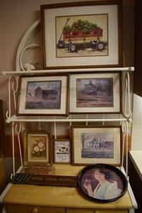 lot 2078 image: Lot of Framed Americana Prints, Decor, & Vintage Coca-Cola Metal Tray