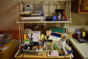lot 2117 image: Large Lot of Office Supplies -DYMO label printer, Photo Paper, Pens, Cable Ties, Stickers, Tape Dispensers & More