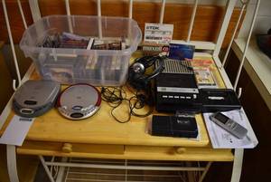 lot 2119 image: Lot of Audio Electronics -Cassette Recorders, Voice Recorder, CD Discman Players, Blank Media, & Cassette Tapes