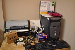 lot 2169 image: Dell Dimension Desktop Computer PC w. Printers
