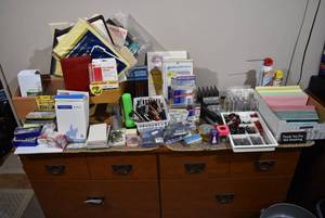 lot 2188 image: Large Lot of Office Supplies, Paper, Post It Notes, Desk Organizers, Fasteners & More