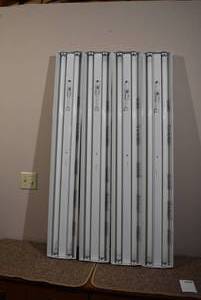 lot 2214 image: Lot of 4 Flourescent Hanging Light Fixtures - 4 Long