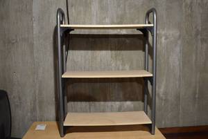 lot 2216 image: 3 Tier Metal and Wood Bookshelf