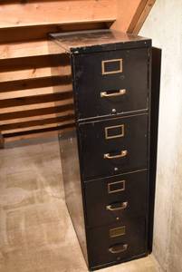 lot 2219 image: Vintage 4 Drawer File Cabinet - In Basement Bring Help to Load