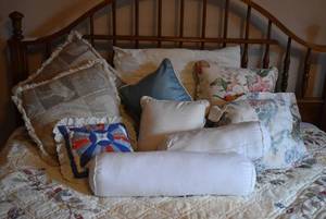 lot 2241 image: Lot of Cushions and Pillows -Bedspread not included