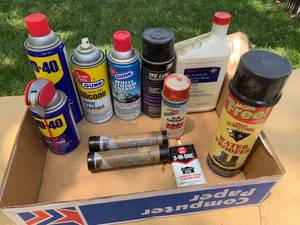 lot 2275 image: Lot of Lubricants WD-40, Silicone Lubricant, TFE Lube, Lithium Grease,Lock Lubricant & More