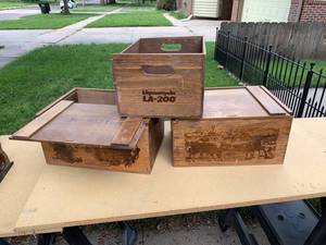 lot 2278 image: Lot of 3 Wooden Crates - 2 w. Sliding Lids