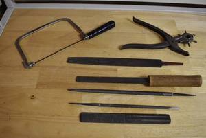 lot 2310 image: Lot of Tools, Hand Files, Leather Punch, &amp Saw