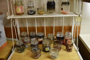 lot 2321 image: Lot of Candles & Candle Jars w. Lids