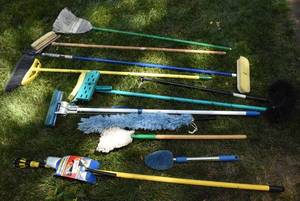 lot 2336 image: Lot of Brooms, Mops, & Dusters