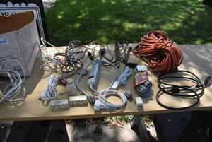 lot 2343 image: Lot of Electric Cables, Extension Cords, & Power Strips
