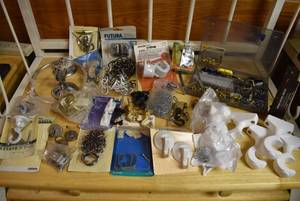 lot 2361 image: Lot of Hanging Hardware - Screw in Hooks, Peg Hooks, Magnet Hooks