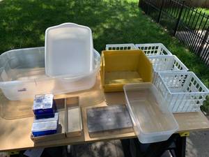 lot 2396 image: Lot of Plastic Bins, Buckets, & Organizers