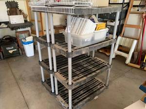 lot 2413 image: Pair of Plastic Garage Shelves - Approx 3W x 1.5D x 4.5H