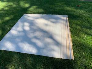 lot 2420 image: Roman Shade - Patio Outdoor - Used, Has some damage at the bottom & Somewhat faded Approximately 6 x 6
