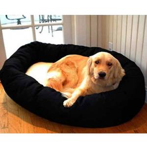 lot 2025 image: Majestic Pet PolyCotton & Sherpa Bagel Dog Bed Machine Washable Khaki Large 40 x 29 x 9