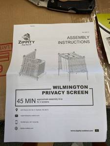 lot 2054 image: Zippity Wilmington Privacy Screen