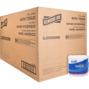 lot 2075 image: Genuine Joe, GJO1100096, 1-ply Bath Tissue, 96000  Carton, White