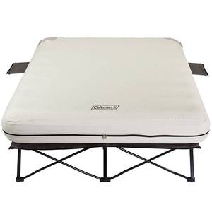 lot 2094 image: Coleman Queen Air Mattresswith Side Tables and 4D Battery Pump - Cream