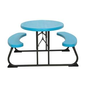 lot 2104 image: Kids Oval Patio Picnic Table Blue Glacier - Lifetime