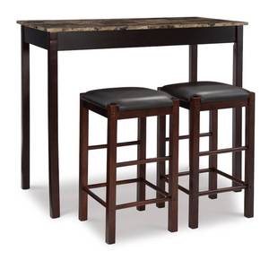 lot 2107 image: Linon Tavern Collection 3-Piece Table Set with 25 Stools, Espresso