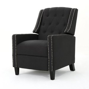 lot 2141 image: Ingrid Tufted Fabric Recliner, Dark Charcoal