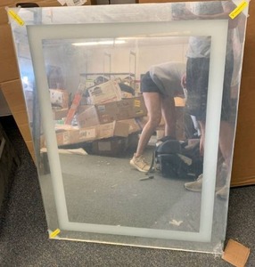 lot 2150 image: Hauschen 36 X 28 Inch Led Lighted Bathroom Wall Mounted Mirror With 5500k High 