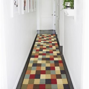 lot 2182 image: Ottomanson Ottohome Collection Contemporary Checkered Design Non-Skid Rubber Backing Modern Area or Runner Rug, Multicolor