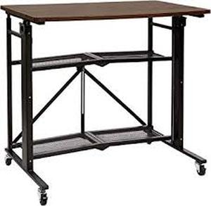 lot 2100 image: Metal foldable computer desk with shelf