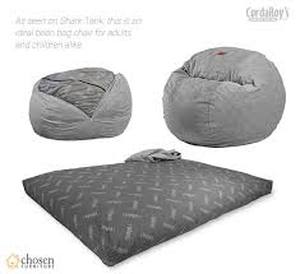 lot 2153 image: CordaRoy Queen Bean BagMattress in the color charcoal