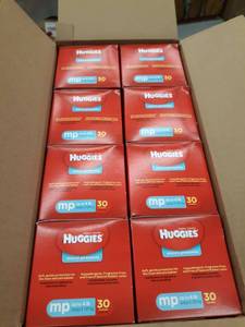 lot 3643 image: Box Of 30 Huggies Winnie The Pooh Micro Preemie Diapers Up To 4lb Open Box