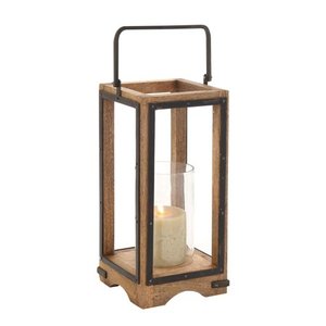 lot 3735 image: Amazing Styled Wood Metal Glass Lantern
