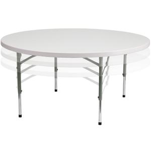 lot 3804 image: Flash Furniture 5-Foot Round Height Adjustable Granite White Plastic Folding Table