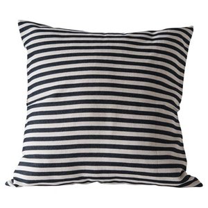 lot 3855 image: 3R Studios Square Cotton Woven Pillow with Black and Cream Stripes