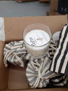 lot 3858 image: 3 12 clear glass candle in striped bag