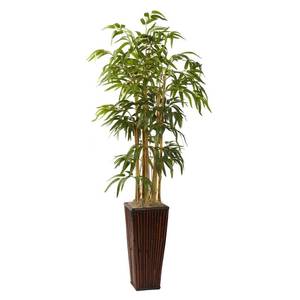 lot 72747 image: Nearly Natural 4ft. Bamboo with Decorative Planter Artificial Plant, Green