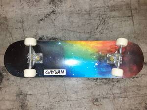 lot 72749 image: Chiyuan Skateboard w Galaxy Vinyl, One Truck Damaged - Board in Tact