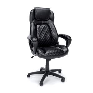 lot 72758 image: OFM Essentials Collection Racing Style SofThread Leather High Back Office Chair, in Black (ESS-6060)